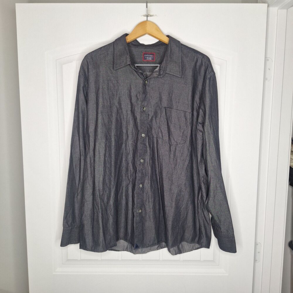 Untuckit Shirt Mens 3XL Button Up Dress Casual Blue Black Lot of 2